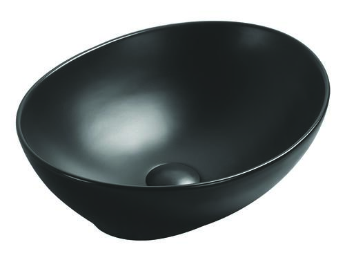 Vasque ovale à poser HANA en céramique 40,5 x 33 x 14 cm - Noir mat